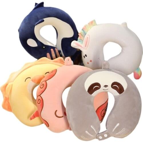 1pcs Cartoon Animal Dinosaur U Shaped Pillow Comfort Unicorn/Sloth Plush Back Cushion Soft Seat Pad Kids/Girl Gifts