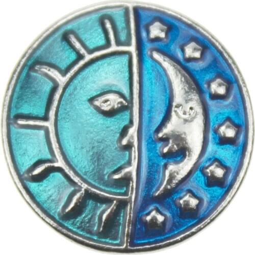 10pcs/lot Newest snap button jewelry 18mm sun and moom snaps jewelry fit snap button bracelet necklace snap jewelry