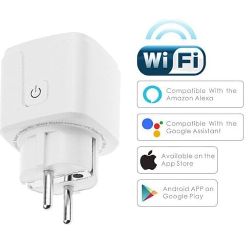 16A EU Smart Wifi Power Plug With Power Monitor Smart Home Wifi Wireless Socket Outlet Works With Alexa Google Home Tuya App