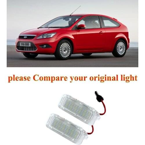 2pc Car Accessories Special Car License Plate Lamp For Ford Fiesta 6 Focus 2 2008-2012 Focus 3 canbus error free