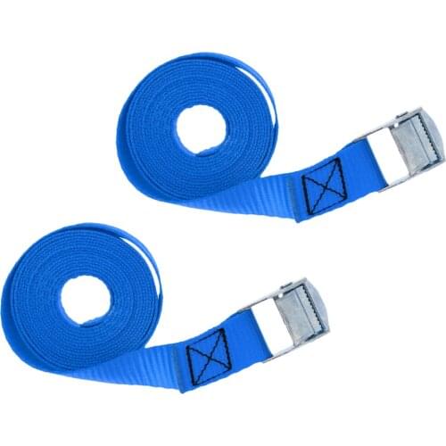2 Pieces Kayak Cam Buckle Tie Down Straps Roof Racks Trailers 2.5m Blue