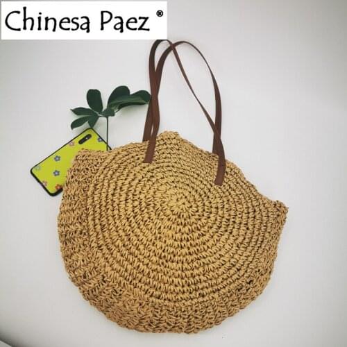 2019 Women Bag Round Circular Rattan Wicker Straw Woven Crossbody Beach Bag Basket Gift Bohemia Bag Handbags Ladies Shoulder