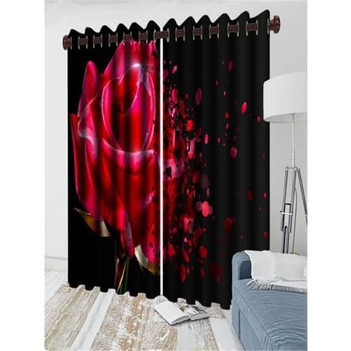 3d Modern Curtain Red Exquisite Rose Flower 3d Floral Curtain Romantic Floral Blackout 3d Curtain