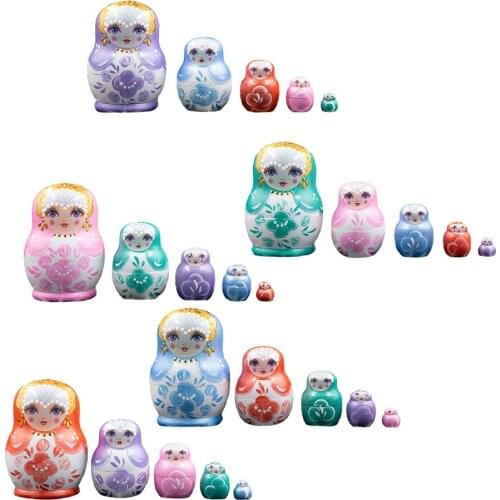5pc Russian Nesting Doll Women Pattern Matryoshka Nested Toys for Kids Gift Mothers Day Birthday