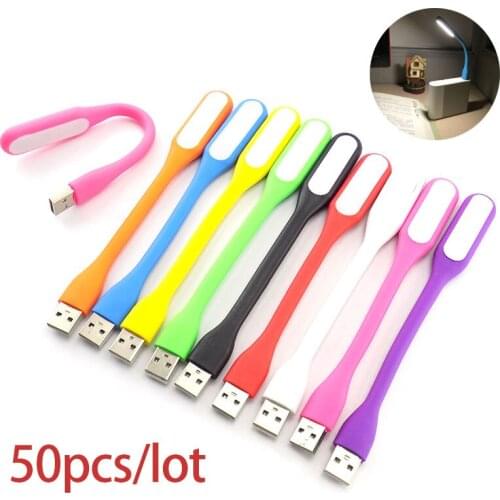 50pcs USB LED Mini Reading Light Flexible Bright Night Lamp DC 5V Lights Tablet PC Power Bank Notebook Laptop USB Flashlight