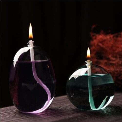 Free Shipping 2pcs/pack Different Shaped Oval Glass Oil Lamp Wedding Decoration Handcraft Friend Gift Round Lamp