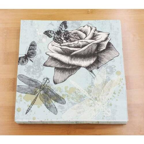 Ynaayu 20pcs/set Big Rose Paper Napkins High Grade Party Supplies Disposable Tableware For Event Party Decoration