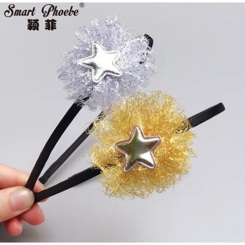 Boutique 10pcs Fashion Cute Glitter PU Star Hairbands Cartoon Floral Hair Sticks Princess Headwear Girls Hair Accessories