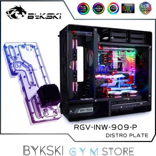 Bykski Distro Plate For IN WIN 909 Case, 240+360 Radiator Water Cooling Loop Solution, 12V/5V RGB SYNC, RGV-INW-909-P