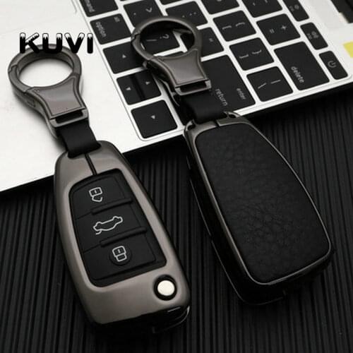 Zinc alloy leather Car Remote Key Fob Cover Case For Audi A3 8L 8P A4 B6 B7 B8 A6 C5 C6 4F RS3 Q3 Q7 TT