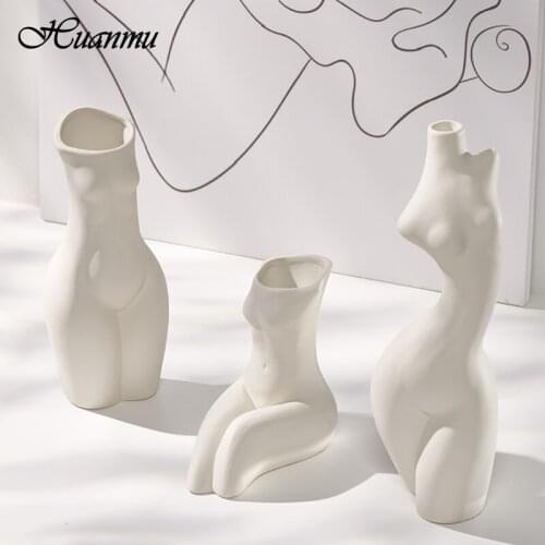 Human Body Art Ceramic Vase Modern Dried Flower Vase Home Decor Living Room Homestay Office Ornaments DIY Color Decoration Vases