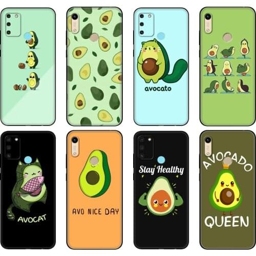 Black tpu Case For Honor 8a Prime 8s 9 10X Lite 9A 9C 9X Premium Pro 9S Case Cover Cute Avocado