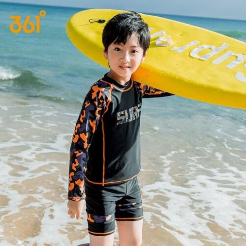 361 Childrens Camouflage Two Piece Swimsuit Boys 2021 New Large Childrens Split Sunscreen Swimwear Boys Hot Spring Bath Suit