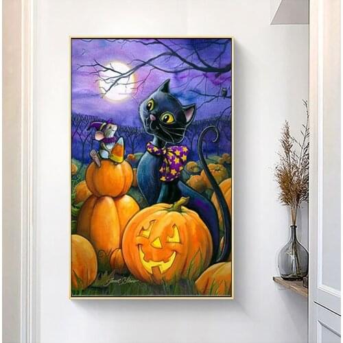 DIY Diamond Painting Halloween Full Square & Round Rhinestone Diamond Embroidery Cross Stitch Mosaic Cartoon Home Decor Gift