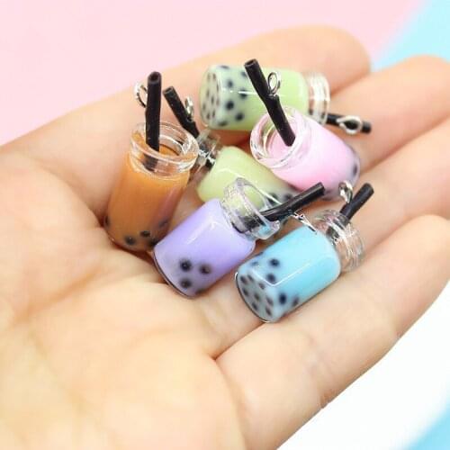 DIY Jewelry Findings 3D Glass Drink Bottle Earring Floating Pendant Charms Ornament Accessories Girls Ornaments Pendants 10pcs