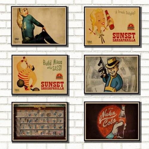 Fallout 3 4 Game Poster Home Furnishing decoration Kraft Game Poster Drawing core Wall stickers /2030-3