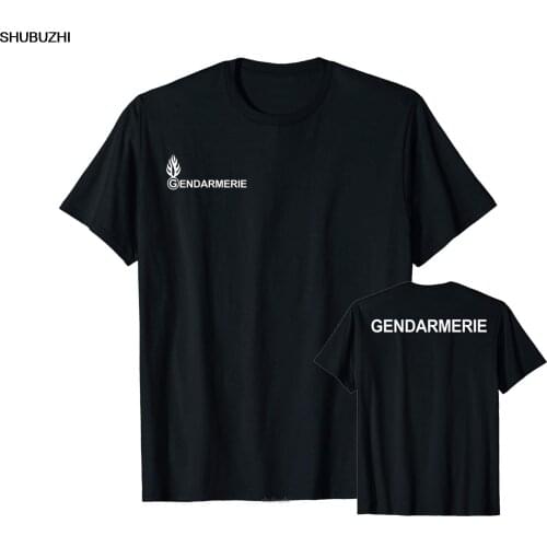 French Police Gendarmerie T-Shirt Double Side shubuzhi Men Fashion Funny Streetwear Brand Clothing Personality Tees sbz8012