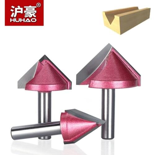 HUHAO 1pc Shank 8mm V Type Slotting Cutter Router Bits For Wood Tungsten 3D Woodworking Trimming Cutter For Acrylic MDF PVC Wood