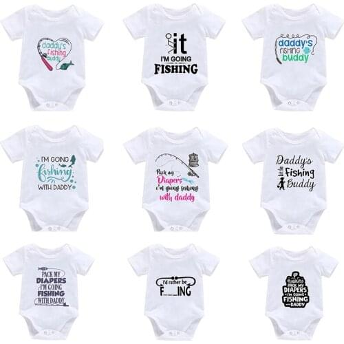 Daddys fishing buddy going fishing with daddy Short Sleeve baby Romper Baby boy bodysuits girl newborn infant toddler clothing