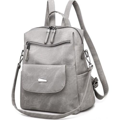 New Leather Backpack Women Pu Bag Vintage Bagpack School Bags For Teenage Girls Back Pack Woman Backpacks Mochila Mujer Rucksack