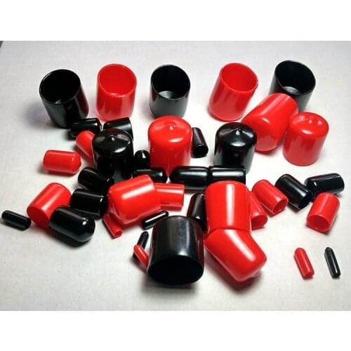 Red 3 4 5 6 8 10 12mm End cap PVC Plastic Cable wire thread cover vinyl End cap PVC rubber steel pole tube pipe protector