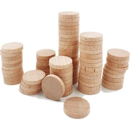 50pcs Wood Circles for Crafts Unfinished Wooden Round Disc Cutouts Round Wood Coins for Arts & Crafts Projects Board Game Pieces