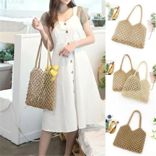 Square Straw Beach Bag Vintage Handmade Woven Shoulder Bag Raffia circle Rattan bags Bohemian Summer Vacation Casual Bags