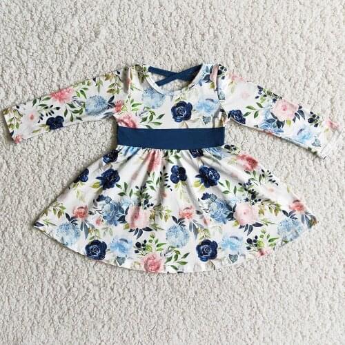 Hot Sale Kids Designer Clothes Girls Dresses Long Sleeve Fall Baby Girls Boutique Dress Fashion Wholesale Kids Children Clothing