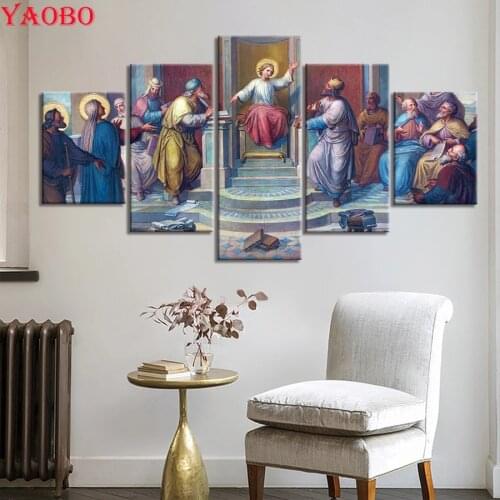 Multi panel Diamond painting Virgin Mary Religion Modern Wall Art pictures of Rhinestones Embroidery Crafts mosaic 5 Panels