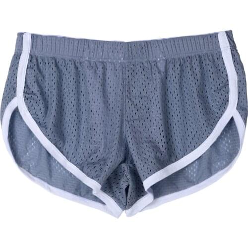 Men Summer Pure Color Breathable Net Fabric Elastic Waistband Casual Shorts for Sleeping Lounging Running Sport Shorts Hot Pants