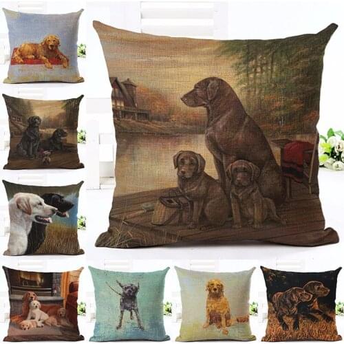 Modern Style Lovely Dog Printed Cushion Cover Home Decorative Throw Pillowcase Cojines Almofadas