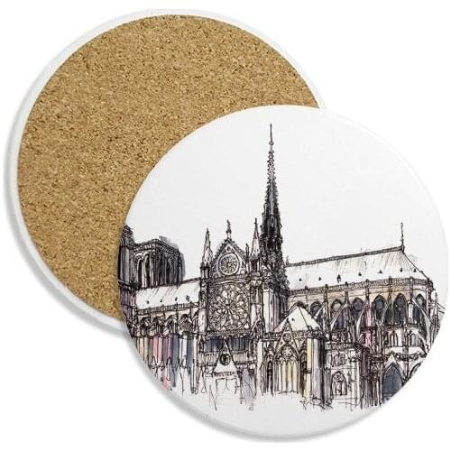 Notre-Dame de in Paris France Ceramic Coaster Cup Mug Holder Absorbent Stone for Drinks 2pcs Gift
