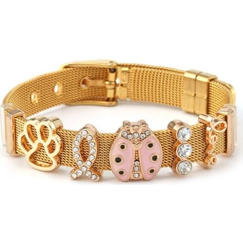 New Arrival Insect Style Ladybug Slide Charm Beads Fits 10mm Stainless Steel Mesh Bracelet DIY Brand Jewelry Gift for Women