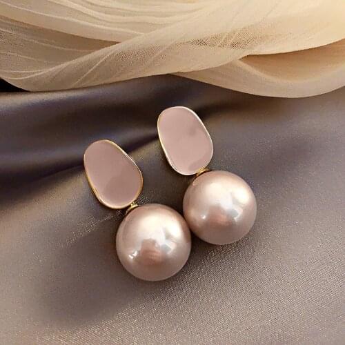 USTAR New Big Pearl Drop Earrings for Women Hyperbole Dangle Earrings Accessories Fashion Party Wedding Jewelry gifts
