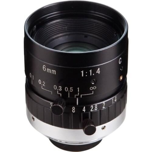 2.0 Mega Pixel C-Mount 6mm 1/2" FA / Machine Vision fixed focal length lenses Industrial camera Lens F1.4 manual Iris