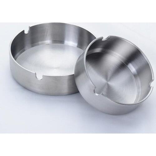 Wholesale 100pcs Top Quality Fashionable Round Ashtray Metal Funny Ash Tray Creative Stainless Steel Ashtray SN1025