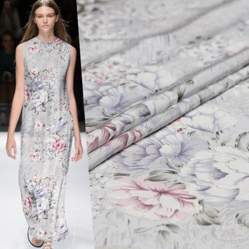 Pearlsilk 12momme Chinese Style Flower Printed Habutae Silk 100% Silk Materials Dress The Sewing Cloth Freeshipping