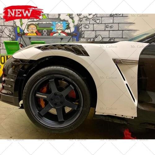 FOR NISSAN R35 GTR NISMO-STYLE CARBON FIBER GLASS FRONT FENDER TRIM BODY KIT TUNING PART GT-R R35 CARBON FRP NIS FENDER RACING