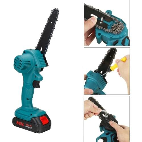 Electric Chain Saw Mini Cordless 88V 1200W Chain Handy Saw with Battery Woodworking for Garden Bush Tree