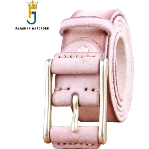 FAJARINA Top Quality Personality Mens Solid Cow Genuine Leather Western Retro Styles Cowskin Belts for Men Cowhide N17FJ956