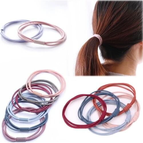 10Pcs/Lot Simple Scrunchies Women Basic Hair Ropes High Elastic Hair Ties Rubber Bands Girls Ponytail Holder Hair Accessories