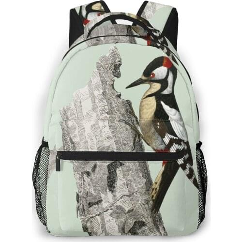 Backpack Women Shoulder Bag For Teenage Girls Spotted Woodpecker Picus Major Bagpack Female Ladies School Backpack