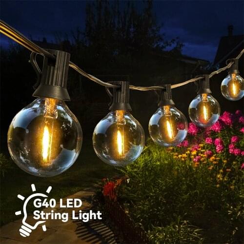Waterproof String Lights Outdoor 24.6FT E12 Base 15+1 G40 LED Fairy String Light For Wedding Party Garden Garland Decor