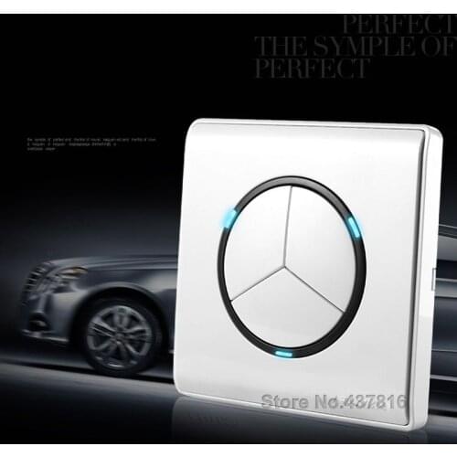 High Quality Click Switch,3 Gang 1 Way/2 Way, Light Wall Switch LED Indicator Pressure Switch Push Button Switch Free Shipping