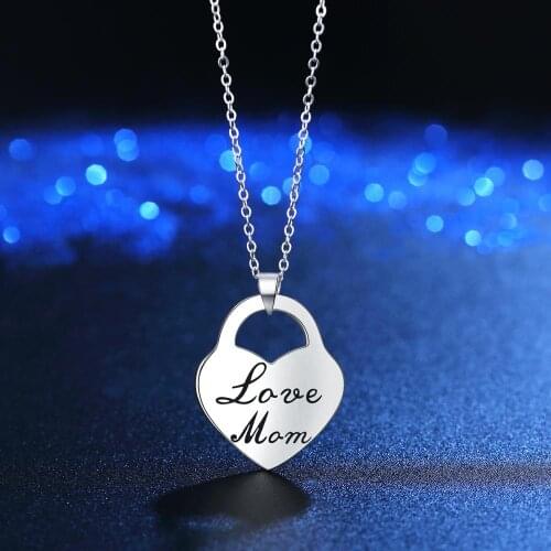 BONISKISS 925 sterling silver Fashion Womens Fine Jewelry LOVE MOM Heart Lock Pendant Necklace For Mothers Day Gift jewelry