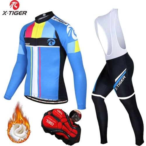 X-Tiger Pro Winter Thermal Fleece Cycling Jersey Set Maillot Ropa Ciclismo MTB Bicycle Clothes Wear Long Sleeve Bike Clothing