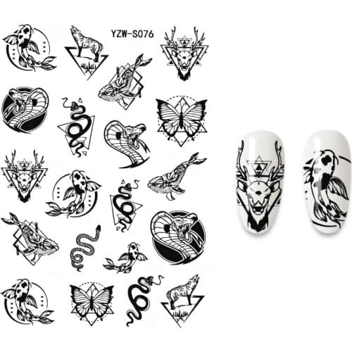 1Pc Animal Designs Nail Stickers Tiger Dragon Butterfly Wolf Snake Whale Manicure Decoration Stickers For Nails