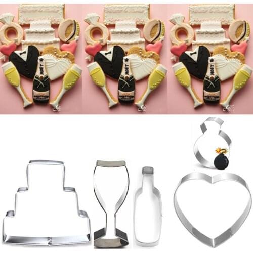 10 pcs Wedding Dress Cookie Tools Cutter Mould Biscuit Press Icing Set Stamp Mold Stainless Steel Pasta Aluminum Bakeware Baking