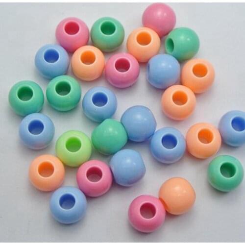 100 Mixed Color Acrylic Round Pony Beads 12X10mm for Kids Craft Kandi Bracelet