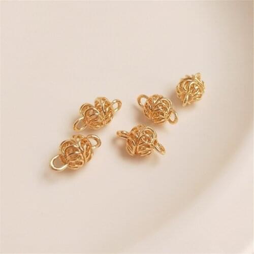 14K Gold Filled lantern beads pendant accessories double hanging beads diy handmade earrings bracelet material